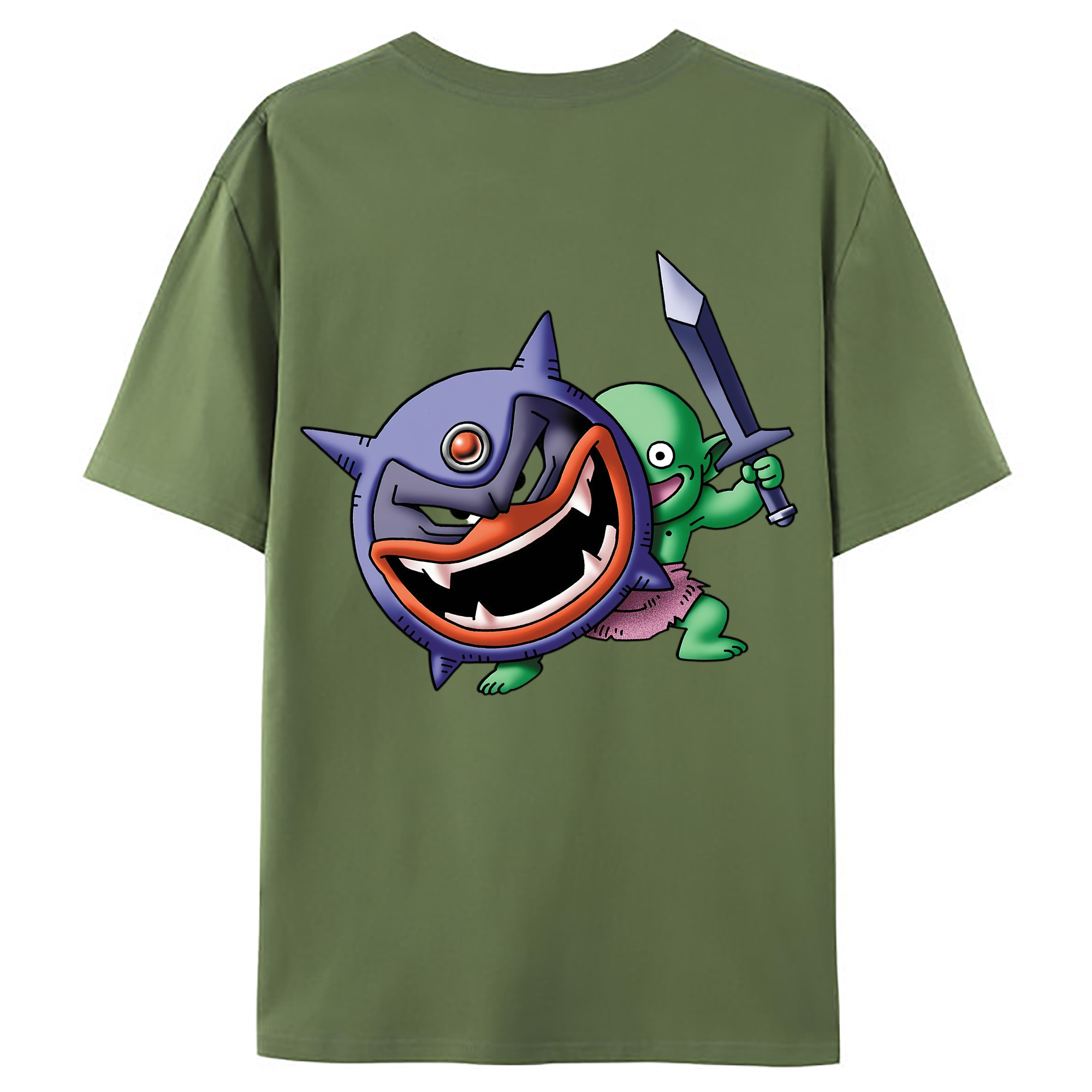 （画像用） ドラゴンクエスト Doragon Kuesuto Dragon Quest 綿100％ メンズ半袖Tシャツ（バックプリント） 通気性